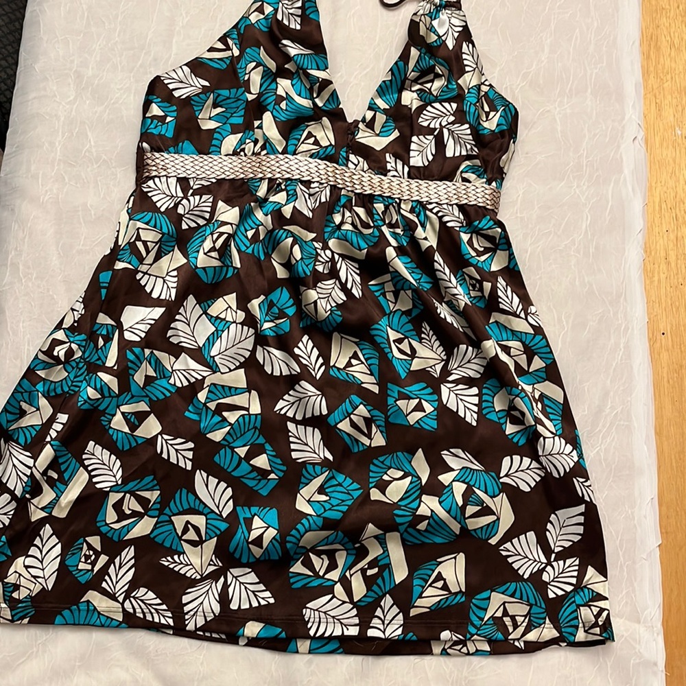 Juju and b brown and teal halter top